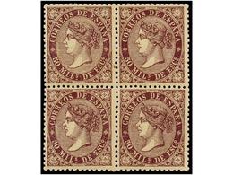 216 **/* ESPAÑA. Ed.98. <B>50 Mils.</B> Castaño Violeta. Bloque De Cuatro, Excelente Centraje. LUJO. Cat. 215€. - Altri & Non Classificati