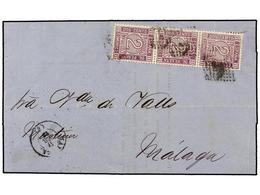 237 ESPAÑA. Ed.116 (3). 1872 (31-Dic.). MALAGA Correo Interior, Circular Impresa Franqueada Con Una Tira De Tres De <B>2 - Autres & Non Classés