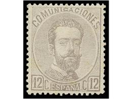 249 ** ESPAÑA. Ed.122. <B>12 Cts.</B> Gris. PIEZA DE LUJO. - Otros & Sin Clasificación