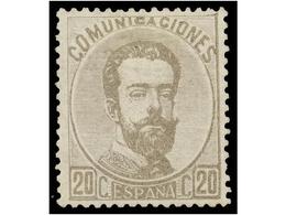 252 * ESPAÑA. Ed.123. <B>20 Cts.</B> Gris. MAGNÍFICO EJEMPLAR. Cert. EXFIMA. Cat. 198€. - Otros & Sin Clasificación