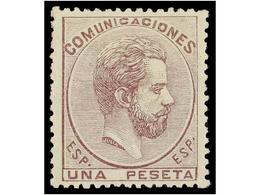 257 * ESPAÑA. Ed.127. <B>1 Pta.</B> Lila. PIEZA DE LUJO. Cat. 143€. - Otros & Sin Clasificación