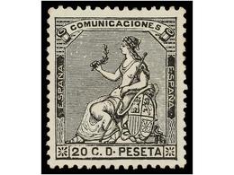 269 (*) ESPAÑA. Ed.134. <B>20 Cts.</B> Negro. Excelente Centraje. MAGNÍFICO EJEMPLAR. Cat. 150€. - Autres & Non Classés