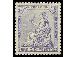 272 * ESPAÑA. Ed.137. <B>50 Cts.</B> Azul. Excelente Centraje. MAGNÍFICO EJEMPLAR. - Autres & Non Classés