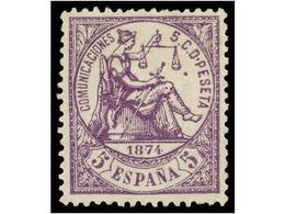 277 (*) ESPAÑA. Ed.144. <B>5 Cts.</B> Violeta. PIEZA DE LUJO. - Autres & Non Classés