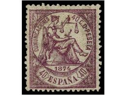 280 * ESPAÑA. Ed.148. <B>40 Cts. </B>violeta. Color Excepcional. PIEZA DE LUJO. Cert. CEM Y GRAUS. Cat. 600€. - Altri & Non Classificati