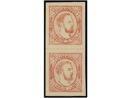 290 ** ESPAÑA. Ed.159, 159A. <B>1/2 Real</B> Rosa, Tipos I Y II En Pareja Vertical. LUJO. Cat. 376€. - Other & Unclassified