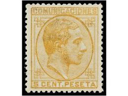 313 * ESPAÑA. Ed.191. <B>5 Cts.</B> Amarillo. Color Y Centrajes Perfectos. PIEZA DE LUJO. - Otros & Sin Clasificación