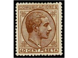 316 * ESPAÑA. Ed.195. <B>40 Cts.</B> Castaño Rojo. Excelente Color Y Centraje. MAGNÍFICO EJEMPLAR. Cat. 240€. - Autres & Non Classés