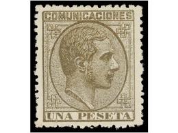 318 * ESPAÑA. Ed.197. <B>1 Pta.</B> Gris. Excelente Centraje. MAGNÍFICO EJEMPLAR. Cat. 112€. - Autres & Non Classés