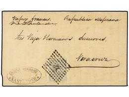 319 ESPAÑA. Ed.197. 1879. SANTANDER A VERACRUZ. <B>1 Pta.</B> Gris, Mat. Rombo De Puntos, Circulada Por Buque Francés, A - Autres & Non Classés