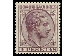 321 * ESPAÑA. Ed.198. <B>4 Pts.</B> Violeta. Excelente Centraje. MAGNÍFICO EJEMPLAR. Cert. GRAUS. Cat. 305€. - Autres & Non Classés