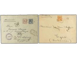 341 ESPAÑA. Ed.221, 225, 226. 1892-96. 2 Cartas Certificadas Con Franqueos De <B>75 Cts. Y 1 Pta.+25 Cts.</B> - Otros & Sin Clasificación