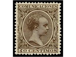 342 * ESPAÑA. Ed.223. <B>40 Cts.</B> Castaño. PIEZA DE LUJO. - Autres & Non Classés