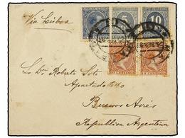 349 ESPAÑA. Ed.232, 233. 1898. FRONTAL. MADRID A BUENOS AIRES. <B>5 Cts.</B> Azul, <B>10 Cts.</B> Castaño Y Sellos De Im - Otros & Sin Clasificación