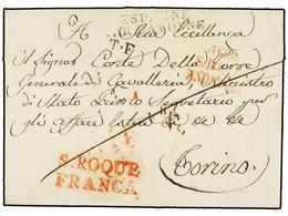 359 ESPAÑA. 1824. GIBRALTAR A TORINO. Carta Enviada Por El Consul De Cerdeña. Marcas<B> D. GIBRAL/S. ROQUE</B> Y <B>S. R - Autres & Non Classés