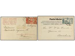 414 ESPAÑA. Ed.257, 258. 1905. 2 Tarjetas Postales Circuladas Con Sellos De <B>5 Cts.</B> Verde Y <B>10 Cts.</B> Rojo. - Autres & Non Classés