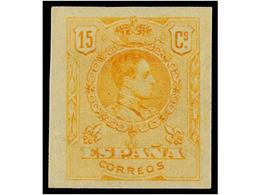 427 ** ESPAÑA. Ed.271s. <B>15 Cts.</B> Amarillo<B> SIN DENTAR</B>, Al Dorso Numeración Auténtica S607.386 En Rojo. Magní - Otros & Sin Clasificación