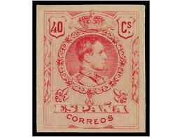 432 * ESPAÑA. Ed.276s. <B>40 Cts.</B> Rosa<B> SIN DENTAR, </B>al Dorso Numeración Auténtica A121.735. MUY RARO Verdadera - Otros & Sin Clasificación