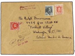 454 ESPAÑA. Ed.312, 321. 1931. SANTA CRUZ DE TENERIFE A USA. <B>5 Cts.</B> Rosa Y <B>1 Pta.</B> Gris. Carta Certificada  - Otros & Sin Clasificación