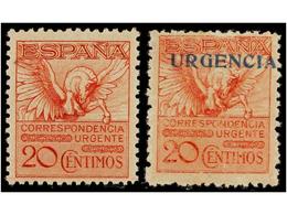 506 ** ESPAÑA. Ed.454, 489. <B>20 Cts. URGENTE. </B>Dos Sellos. Muy Bonitos. Cat. 120€. - Otros & Sin Clasificación