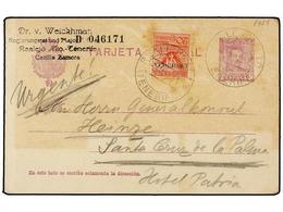 517 ESPAÑA. Ed.489. 1931. REALEJO ALTO (Canarias) A SANTA CRUZ DE LA PALMA. Entero Postal De <B>15 Cts.</B> Lila, Con Se - Otros & Sin Clasificación