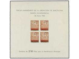 870 (*) ESPAÑA: AYUNTAMIENTO DE BARCELONA. Ed.38s+39s. <B>HB 5 Cts. + 5 Cts. + 5 Cts.</B> <B>+ 5 Cts. SIN DENTAR</B> Y < - Otros & Sin Clasificación