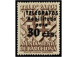 879 ** ESPAÑA: AYUNTAMIENTO DE BARCELONA. Ed.T 17/20. SERIE Completa. LUJO. Cert. E. SORO. Cat. 595€. - Autres & Non Classés