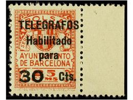 880 ** ESPAÑA: AYUNTAMIENTO DE BARCELONA. Ed.T-NE 1/6. <B>NO EMITIDOS. </B>Serie Completa. LUJO. Cat. 165€. - Other & Unclassified