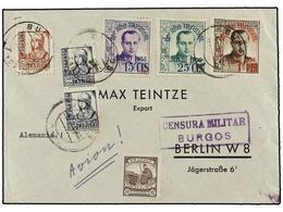 887 ESPAÑA: BENEFICENCIA. Ed.NE21, NE22, NE25. 1938. BURGOS A BERLIN. <B>25 Cts.</B> <B>50 Cts.</B> (2) Y Tres Sellos No - Altri & Non Classificati