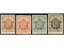 911 * ESPAÑA: TELEGRAFOS. Ed.1/4. SERIE COMPLETA, Goma Original, Colores Muy Frescos. LUJO. Cert. COMEX. Cat. 1.115€. - Other & Unclassified