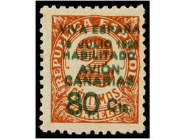 973 * ESPAÑA: CANARIAS. Ed.9hh. <B>80 Cts. S. 2 Cts.</B> Castaño Claro, <B>SOBRECARGA DOBLE. </B> Cat. 40€. - Sonstige & Ohne Zuordnung