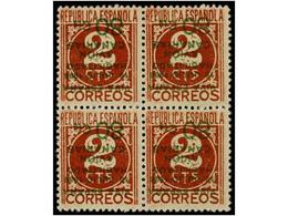 977 **/* ESPAÑA: CANARIAS. Ed.9Ahi. <B>80 Cts. S. 2 Cts.</B> Castaño<B> VALOR COMPLEMENTARIO.</B> Bloque De Cuatro<B> SO - Andere & Zonder Classificatie