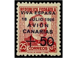 986 * ESPAÑA: CANARIAS. Ed.14hca. <B>50 Cts. S. 25 Cts.</B> Carmín, <B>'3' </B>de<B> '1936' AL REVÉS. </B> Cat. 65€. - Andere & Zonder Classificatie