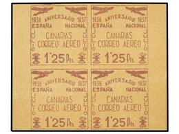 1005 * ESPAÑA: CANARIAS. Ed.31/33. <B>50 Cts.</B> Castaño Y <B>80 Cts.</B> Verde Y <B>1,25 Pts.</B> Lila<B> PRUEBAS DE L - Andere & Zonder Classificatie