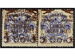 1008 * ESPAÑA: CANARIAS. Ed.31hhd + 31. <B>50 Cts.</B> Castaño<B> HABILITACIÓN DOBLE</B> En Pareja Con Uno Normal. - Sonstige & Ohne Zuordnung