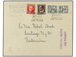 1060 ESPAÑA: CANARIAS. Ed.4hvdi. 1937. LAS PALMAS A PONTEVEDRA. <B>50 Cts. S. 1 Cto.</B> Verde. Pareja Vertical<B> UNO S - Sonstige & Ohne Zuordnung