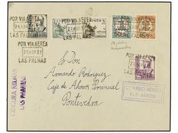 1062 ESPAÑA: CANARIAS. Ed.8/9. 1937. LAS PALMAS A PONTEVEDRA. <B>50 Cts. S. 1 Cto.</B> Verde,<B> '18'</B> Y <B>'Julio' M - Otros & Sin Clasificación