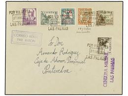 1065 ESPAÑA: CANARIAS. Ed.8/10hi. 1937. LAS PALMAS A PONTEVEDRA. Serie Completa<B> SOBRECARGA INVERTIDA,</B> Al Dorso Ll - Otros & Sin Clasificación