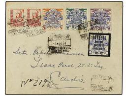 1084 ESPAÑA: CANARIAS. Ed.31hcc, 32, 33. 1937. PUERTO DE LA CRUZ A CÁDIZ. <B>50 Cents.</B> Naranja<B> ERROR DE COLOR</B> - Otros & Sin Clasificación