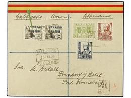 1104 ESPAÑA: CANARIAS. Ed.46ha + 46. 1938. PUERTO DE LA LUZ A ALEMANIA. <B>80 Cts. S. 5 Cts.</B> Castaño En Pareja, Un S - Otros & Sin Clasificación