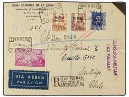 1106 ESPAÑA: CANARIAS. Ed.48/49. 1939. LAS PALMAS A SANTIAGO (Chile). Preciosa Combinación De Franqueo. - Otros & Sin Clasificación