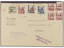 1107 ESPAÑA: CANARIAS. Ed.51hcc, 44, 45, 51, 40 (4). 1938. LAS PALMAS A SEVILLA. Precioso Franqueo Incluyendo De <B>1,25 - Sonstige & Ohne Zuordnung