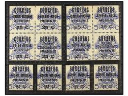 1113 * ESPAÑA: CANARIAS. LAS PALMAS. <B>25 Cts.</B> Azul En Bloque De Cuatro, Más Dos Sellos De Sanjurjo De <B>10 Cts.</ - Sonstige & Ohne Zuordnung