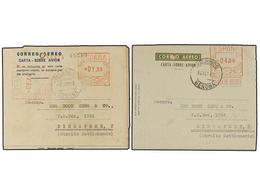 1120 ESPAÑA ENTEROS POSTALES. 1956-57. Dos Aerogramas Circulados A SINGAPUR Con Franqueos De <B>4 Pts. </B>(Ed. 44) Y <B - Sonstige & Ohne Zuordnung