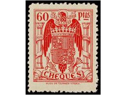 1121 ESPAÑA: FISCALES. <B>CHEQUES. </B>Serie Del <B>10 Cts.</B> Al <B>60 Pts.</B> (13 Valores). - Other & Unclassified