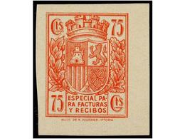 1123 ESPAÑA: FISCALES. <B>ESPECIAL PARA FACTURAS Y RECIBOS. </B>Ensayos De Color <B>SIN DENTAR, 25 Cts., 40 Cts.</B> Y < - Other & Unclassified