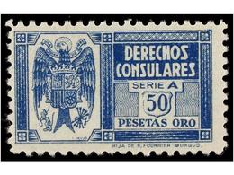 1142 ESPAÑA: FISCALES. <B>DERECHOS CONSULARES. </B>Conjunto De 7 Valores <B>50 Cts.</B> Al <B>50 Pts.</B> Sello De <B>50 - Other & Unclassified