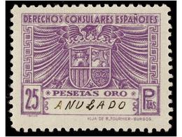 1146 ESPAÑA: FISCALES. <B>DERECHOS CONSULARES. ENSAYOS SIN NUMERACIÓN. 2 Pts.</B> Rojo (punto De Aguja) Y <B>25 Pts.</B> - Other & Unclassified