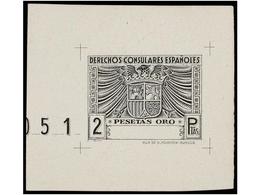 1147 ESPAÑA: FISCALES. <B>PRUEBA LITOGRÁFICA.  2 Pts.</B> DERECHOS CONSULARES. - Other & Unclassified