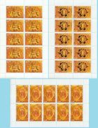 Russia 2004 Sheetlet Amber Room State Museums Tzarskoje Selo Art Frame Crown Cultures Stamps MNH Sc 6841-43 Mi 1177-79 - Volledige Vellen